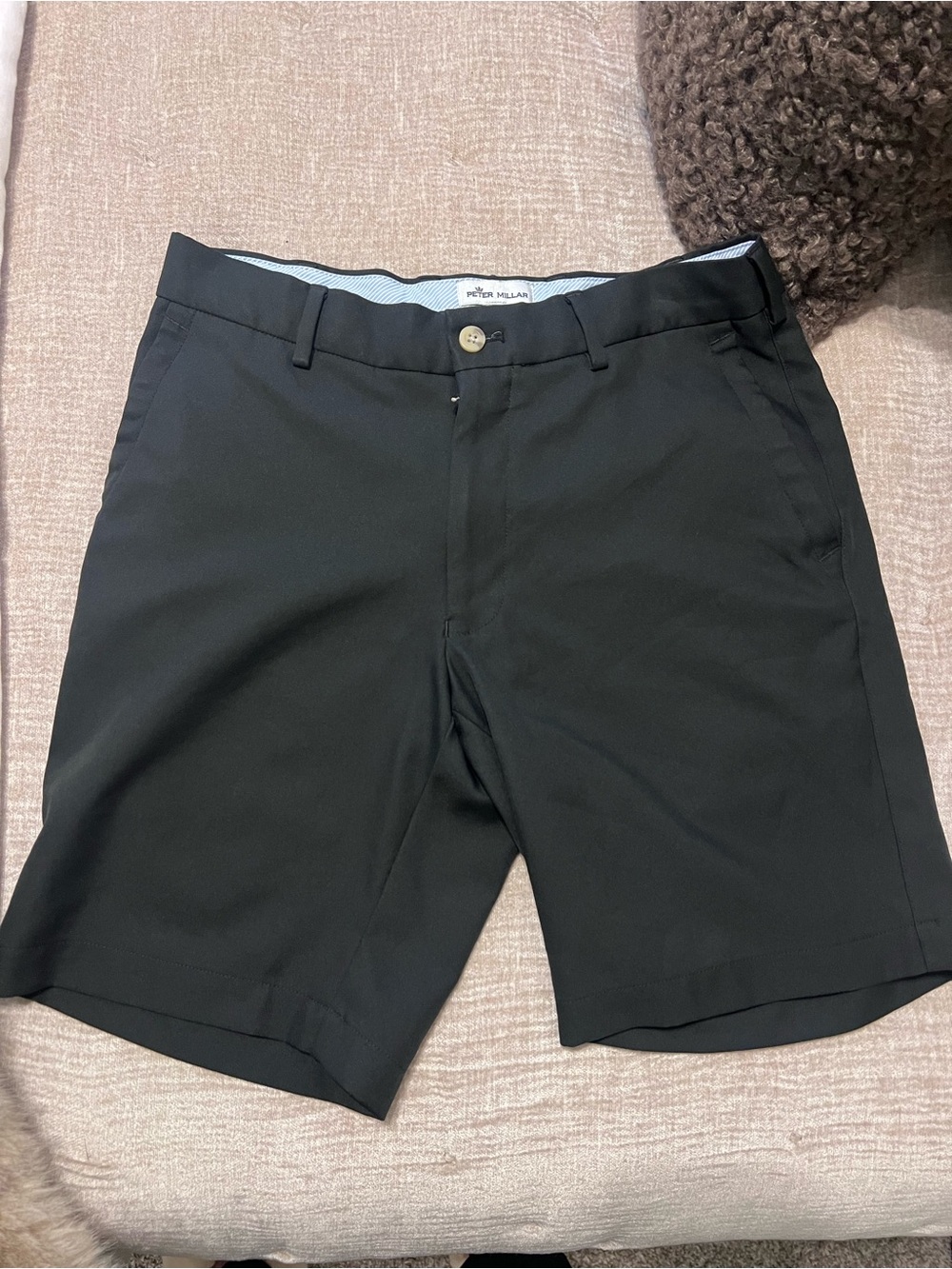 Peter Millar Black Flat-Front Performance Shorts